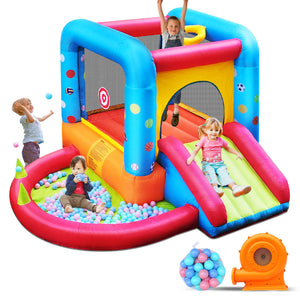 "Party n' Jump" Bouncy Castles with Slide & Ball Pit / Splash Pool-Multi Colour Dots