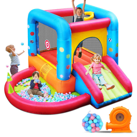 FOR RENT"Party n' Jump" Bouncy Castles with Slide & Ball Pit / Splash Pool-Multi Colour Dots GOZO ONLY