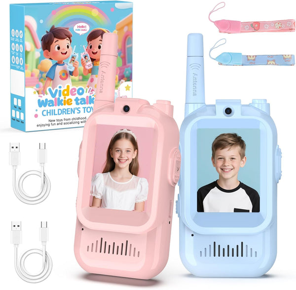 Walkie Talkie for Kids with Video: 2 Pack Rechargeable PINK/BLUE-