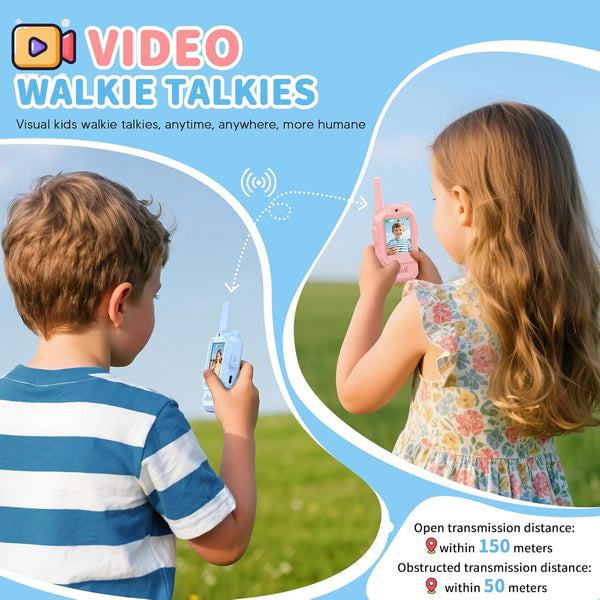 Walkie Talkie for Kids with Video: 2 Pack Rechargeable PINK/BLUE-