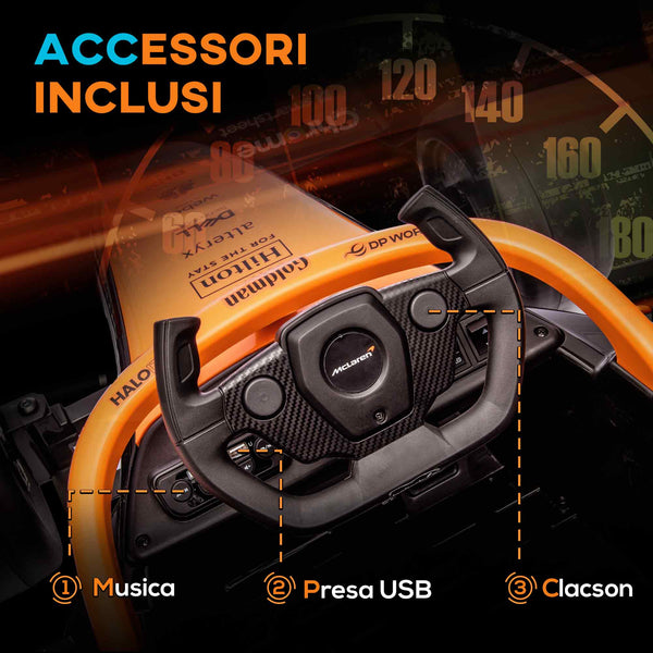 Mclaren Electric Ride-On Toy Car for Children 3-5 Years with McLaren License, Remote Control and Horn, 115x67x50 cm, Orange