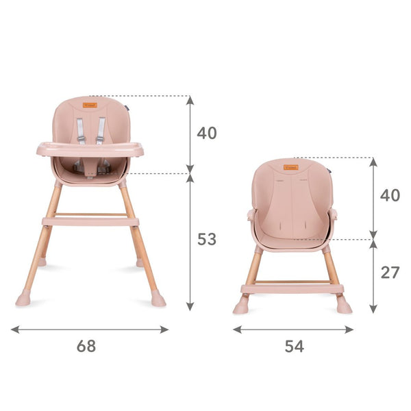 Kidwell Eatan 4in1 Highchair, Wood Pink