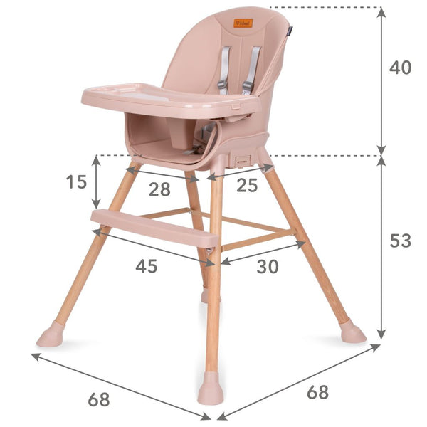 Kidwell Eatan 4in1 Highchair, Wood Pink