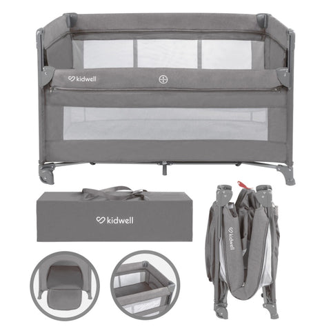 Kidwell Blissy Lift 2-Level Travel Cot / Playpen, Grey