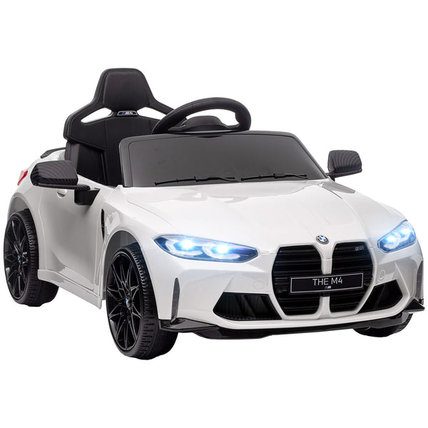 Licensed BMW M4 Children's Electric Ride-On Car with Remote Control, Horn and Headlights, 108x69. 5x51 cm, White