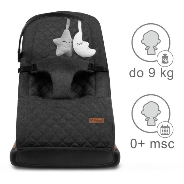 Kidwell Laro Baby Bouncer, Black/ Wooden