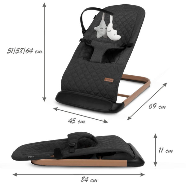 Kidwell Laro Baby Bouncer, Black/ Wooden