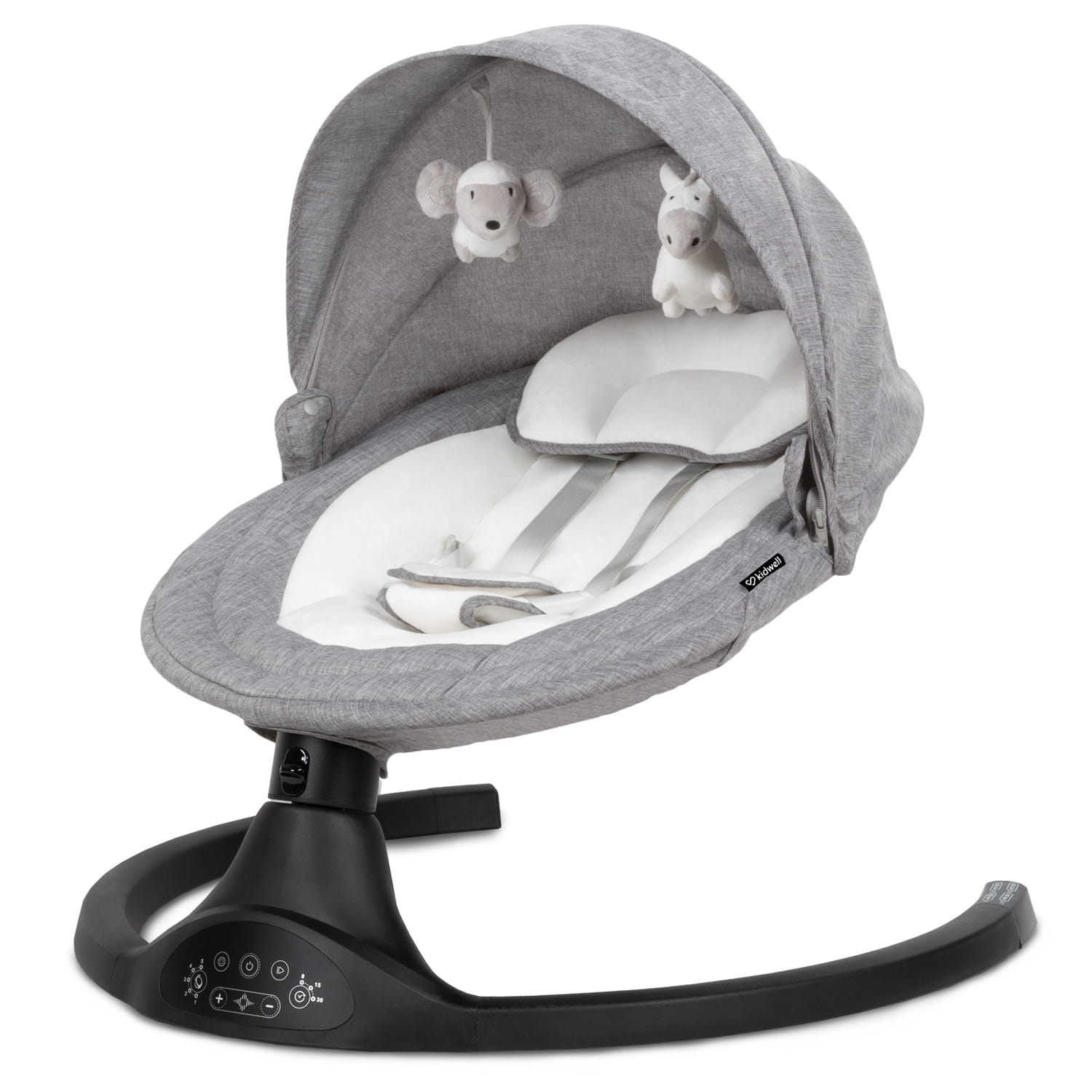 Kidwell Luxi 2-in-1 Electric Rocker & Lounger with Mosquito Net & Bluetooth, Dark Melange / Black