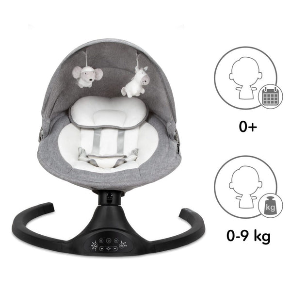 Kidwell Luxi 2-in-1 Electric Rocker & Lounger with Mosquito Net & Bluetooth, Dark Melange / Black