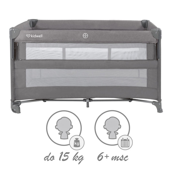 Kidwell Blissy Lift 2-Level Travel Cot / Playpen, Grey