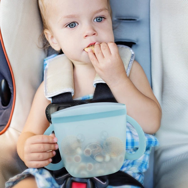 Haakaa Snack-N-Seal Silicone Pouch – Ella Elephant, Mist Blue