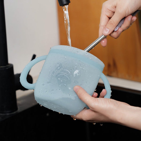 Haakaa Snack-N-Seal Silicone Pouch – Ella Elephant, Mist Blue