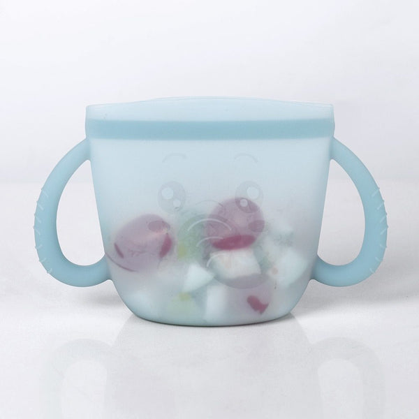 Haakaa Snack-N-Seal Silicone Pouch – Ella Elephant, Mist Blue