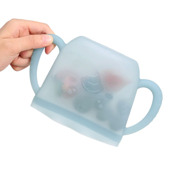 Haakaa Snack-N-Seal Silicone Pouch – Ella Elephant, Mist Blue