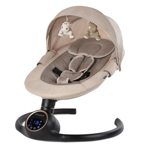 Kidwell Reve 2-in-1 Electric Rocker & Bouncer with Mosquito Net & Bluetooth, Beige / Gold