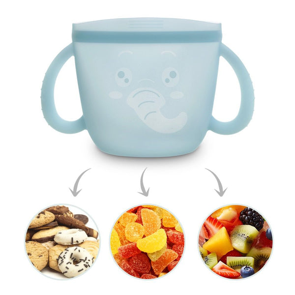 Haakaa Snack-N-Seal Silicone Pouch – Ella Elephant, Mist Blue