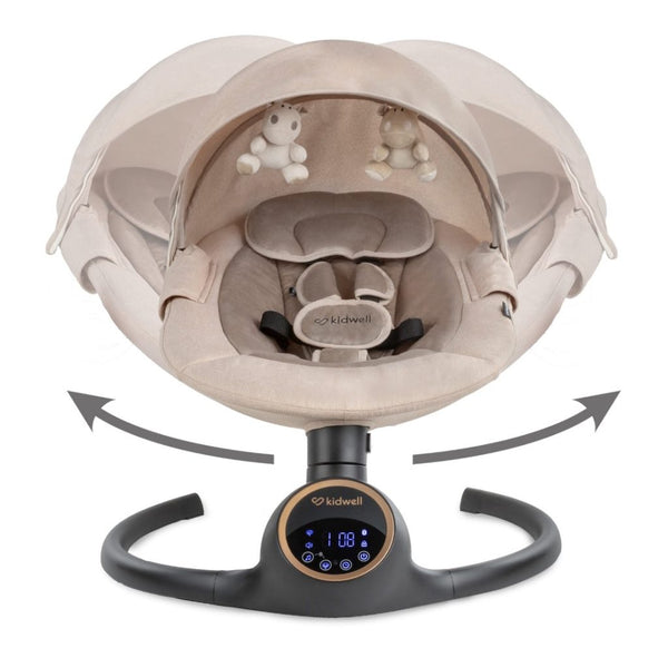 Kidwell Reve 2-in-1 Electric Rocker & Bouncer with Mosquito Net & Bluetooth, Beige / Gold