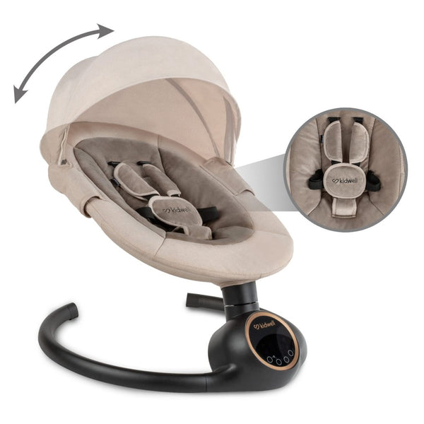 Kidwell Reve 2-in-1 Electric Rocker & Bouncer with Mosquito Net & Bluetooth, Beige / Gold