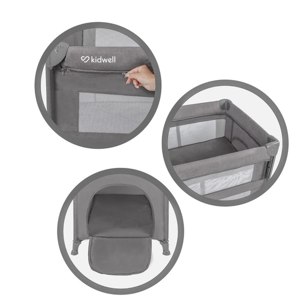 Kidwell Blissy Lift 2-Level Travel Cot / Playpen, Grey