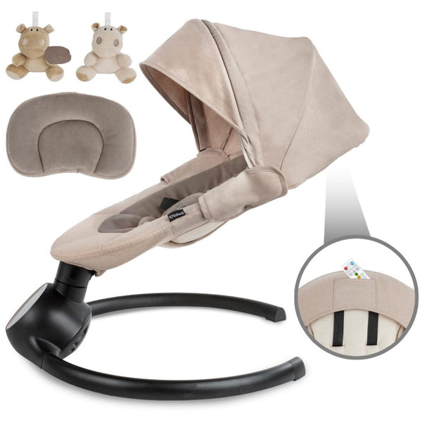 Kidwell Reve 2-in-1 Electric Rocker & Bouncer with Mosquito Net & Bluetooth, Beige / Gold