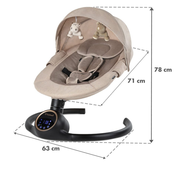 Kidwell Reve 2-in-1 Electric Rocker & Bouncer with Mosquito Net & Bluetooth, Beige / Gold