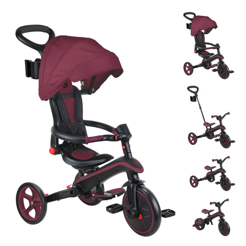 Explorer Trike Foldable 4 In 1 Burgundy