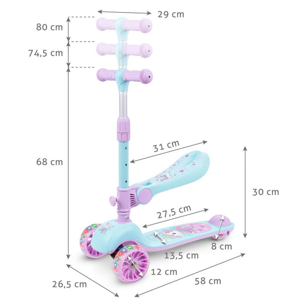 Kidwell Rimba Foldable Balance Scooter with Seat, Unicorn