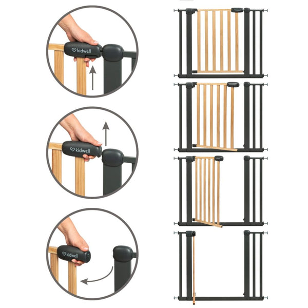 Kidwell Trasti Safety Gate (74-105 cm), Pine Wood & Powder-Coated Steel