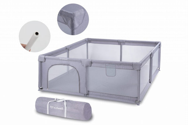 Playpen Bundle BUNDLE: Extra Large Playpen, Grey + PIRA Foldable & Reversible Extra Large Play Mat, Little Bear / Animal Voyages (200 x 180 cm)