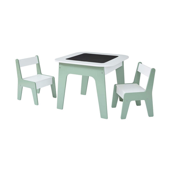 Liberty House Kids 4-in-1 Play Table and Two Chairs Set, White & Green