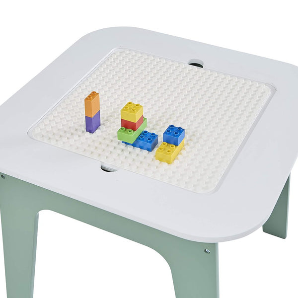 Liberty House Kids 4-in-1 Play Table and Two Chairs Set, White & Green