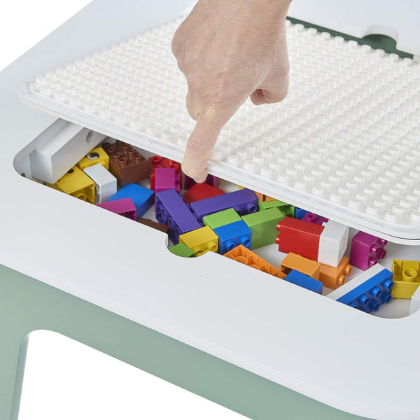 Liberty House Kids 4-in-1 Play Table and Two Chairs Set, White & Green