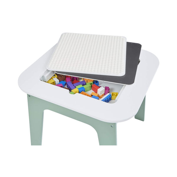 Liberty House Kids 4-in-1 Play Table and Two Chairs Set, White & Green