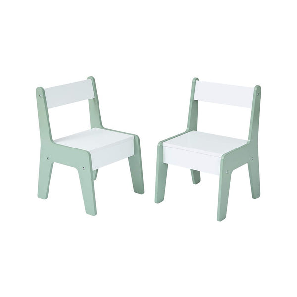 Liberty House Kids 4-in-1 Play Table and Two Chairs Set, White & Green