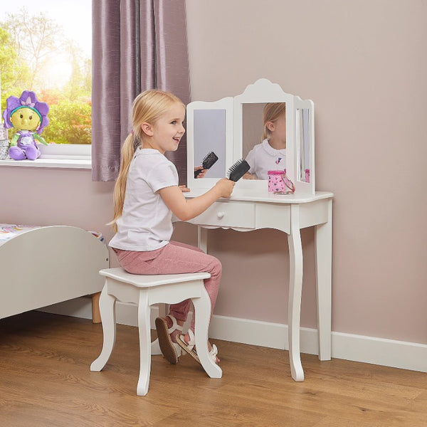 Liberty House Kids’ White Vanity Table and Stool Set
