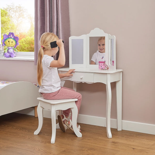 Liberty House Kids’ White Vanity Table and Stool Set