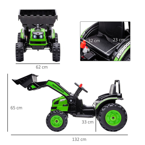 Battery Powered 6V Bulldozer Toy for Children 3-5 Years with Sounds and Lights, 132x62x65 cm, Green