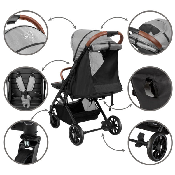 Kidwell Colmer Compact Stroller, Cool Grey + FREE Foot Muff