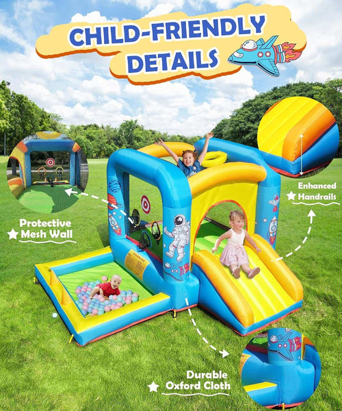 "Party n' Jump" Bouncy Castles with Slide & Ball Pit / Splash Pool -Astronaut fun