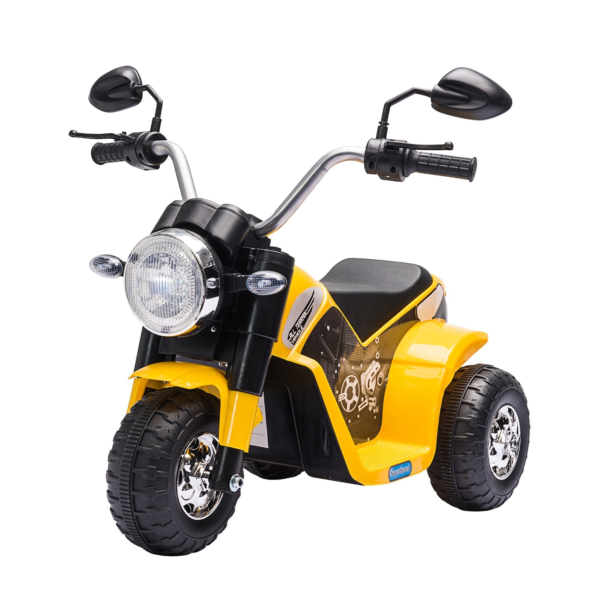 electric motorcycle for children 18-36 months 3 wheels rechargeable battery - yellow
