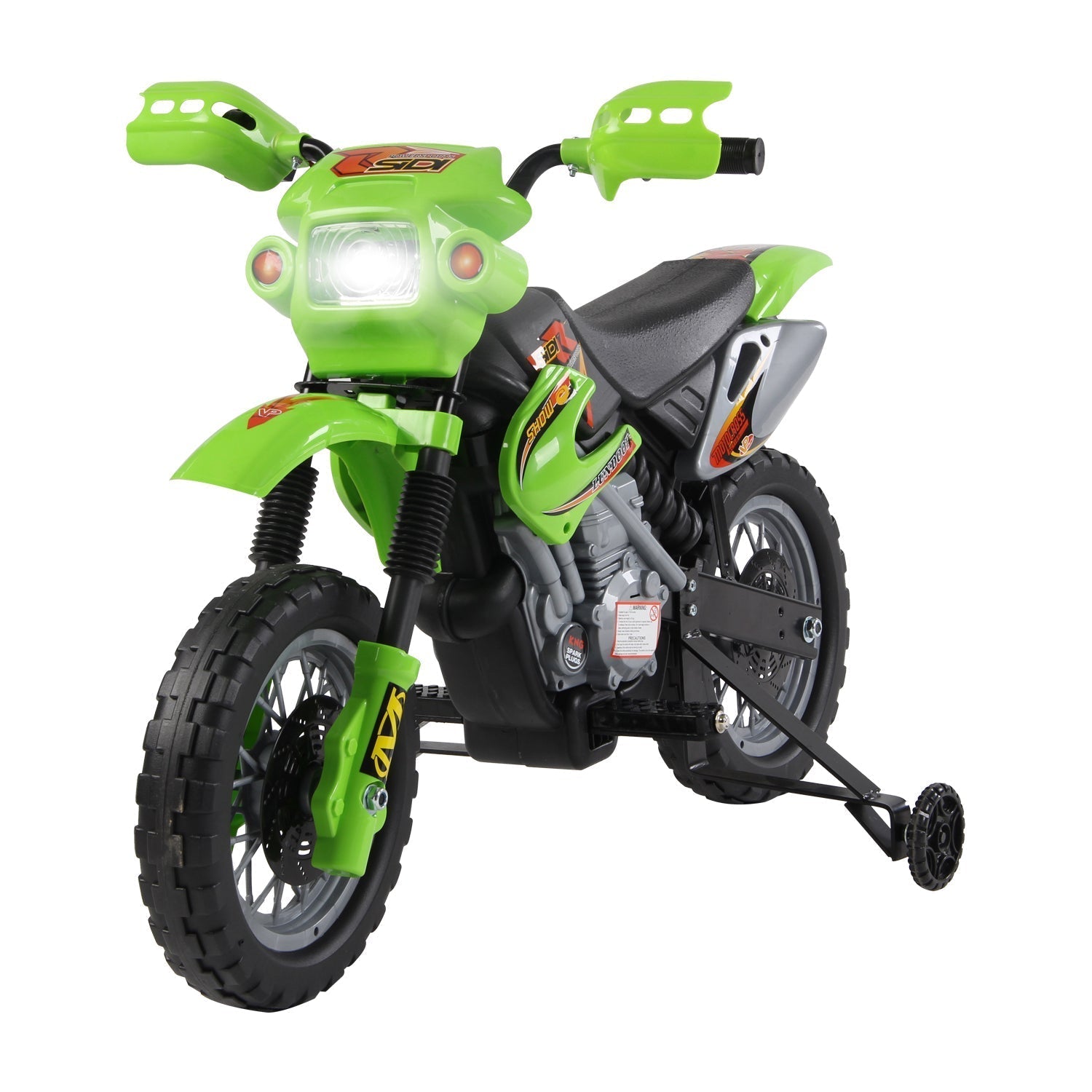 Moto Electric Cross with green wheels for children 3 years and more, 6v speed 6v 2.5km/h battery, 102 x 53 x 66cm