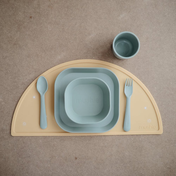 Mushie Dinner set- square-Sage