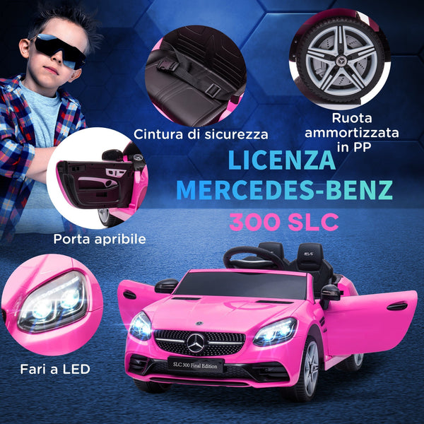 PINK MERCEDES | Electric Car for Children 3-6 Years with LED Lights, Sound Effects and Remote Control, 107x62. 5x44 cm, Pink