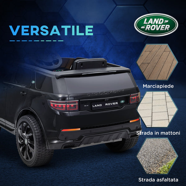 Electric Ride-On Car for Kids Licensed Land Rover with Headlights, Horn and Belt, 106x65.5x51 cm, Black