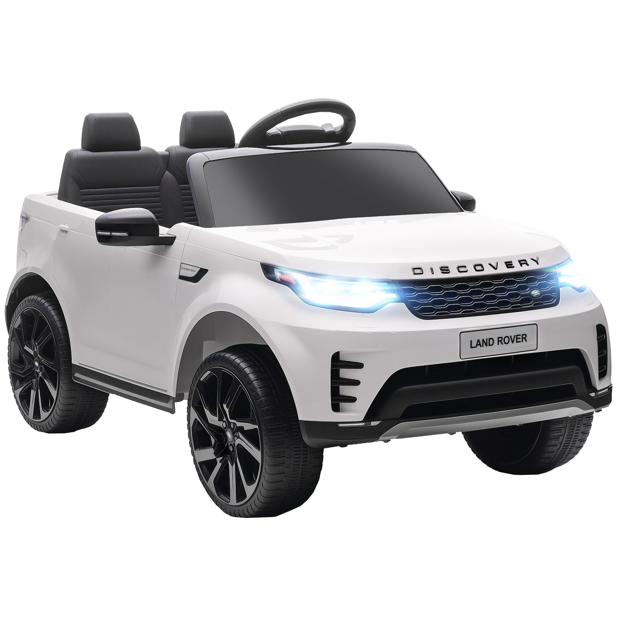 Electric Ride-On Toy Car for Kids, Land Rover License, with LED Headlights, Horn and Remote Control, 105x68.5x58 cm, White