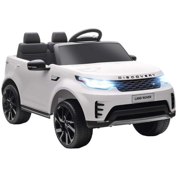 Electric Ride-On Toy Car for Kids, Land Rover License, with LED Headlights, Horn and Remote Control, 105x68.5x58 cm, White
