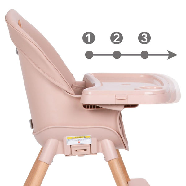 Kidwell Eatan 4in1 Highchair, Wood Pink