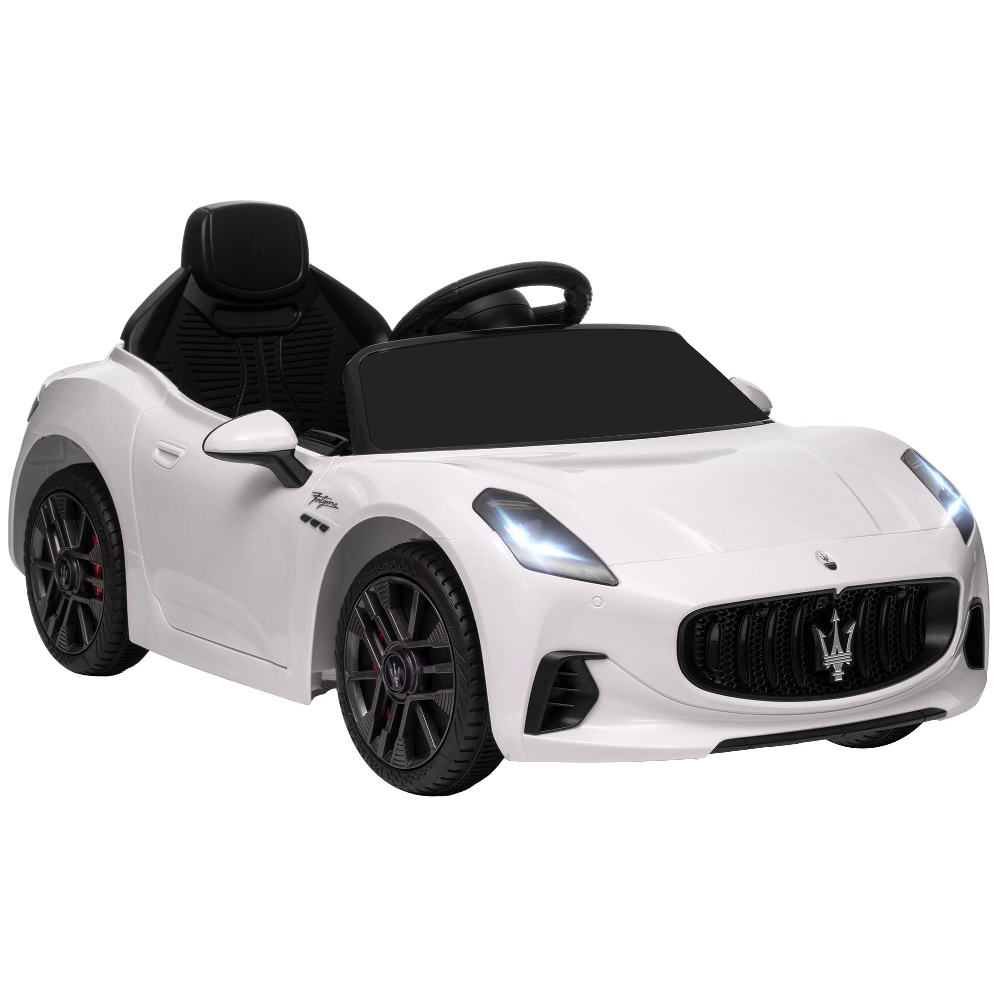 12V Maserati Gran Turismo Folgore Children's Car with Remote Control, Age 3-5 Years, White