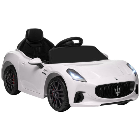12V Maserati Gran Turismo Folgore Children's Car with Remote Control, Age 3-5 Years, White