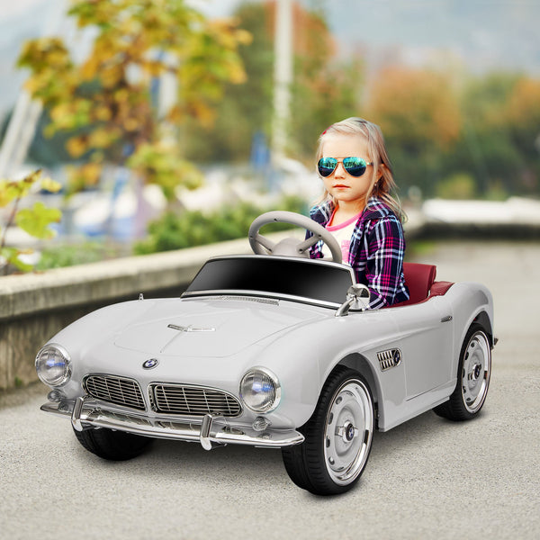 Licensed BMW 507 2-Door Electric Ride-On Toy Car with Horn and Remote Control, 115x55x47cm, White